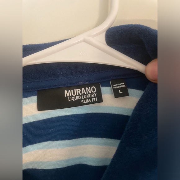 Murano liquid luxury collared shirt—  blue/white size L — vintage/ retro look - Picture 3 of 3